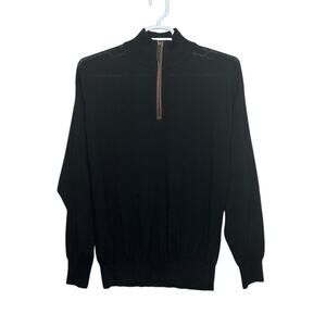 Orvis black wool long sleeves 1/4 Zip Pullover Sweater size Large